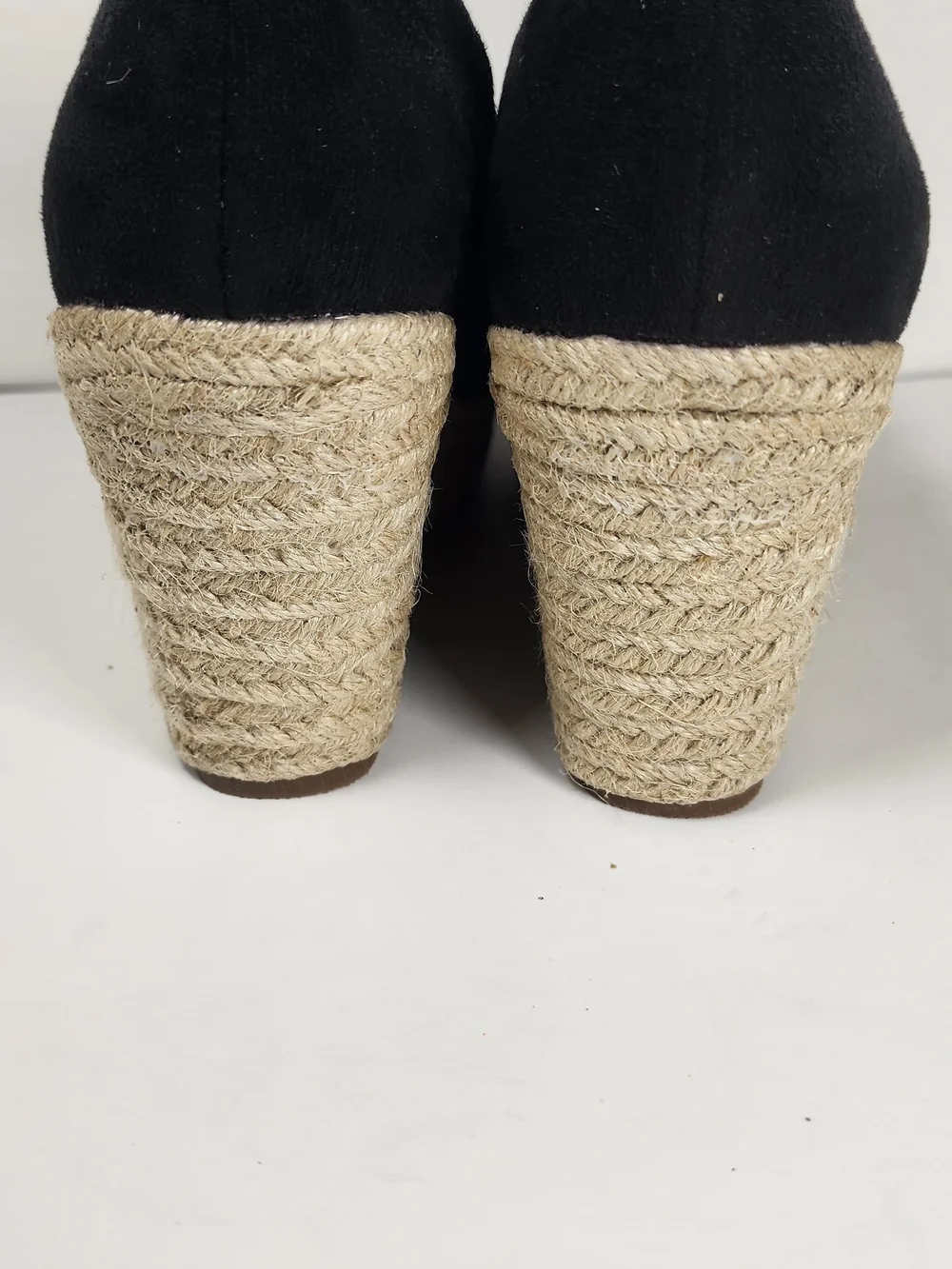 Black Peep-Toe Espadrille Wedge Heels #206